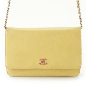 Chanel Coco Mark Lucky Clover Chain Shoulder Bag Yellow